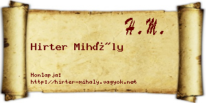 Hirter Mihály névjegykártya